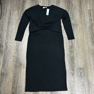 Modern Citizen NWT Audrey Tie-Front Terry Dress Black Women's Size XS